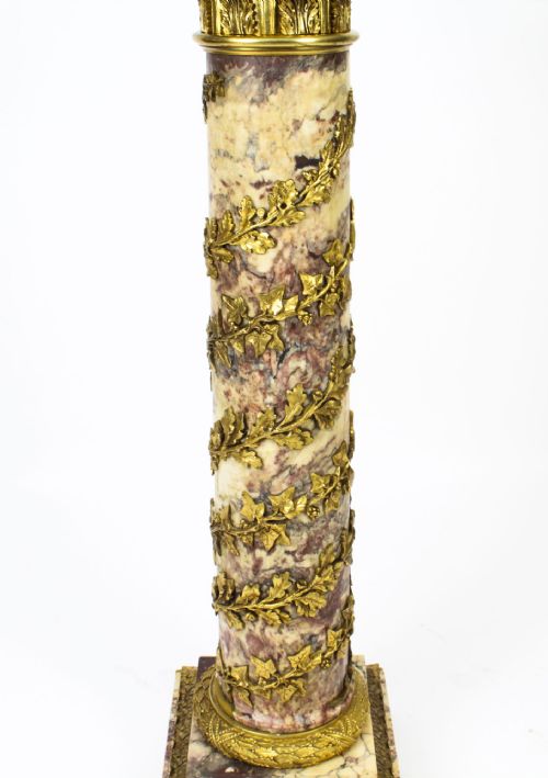 fig 3. Antique French Serpentine Marmo Viola Ormolu Marble Pedestal 19th C
