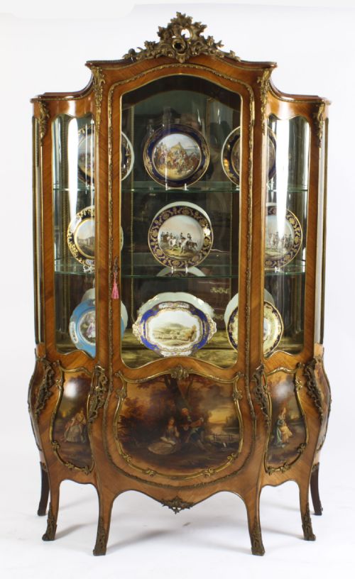 ANTIQUE LARGE VERNIS MARTIN BOMBE' DISPLAY CABINET 19TH C - ADDITIONAL PHOTO 1