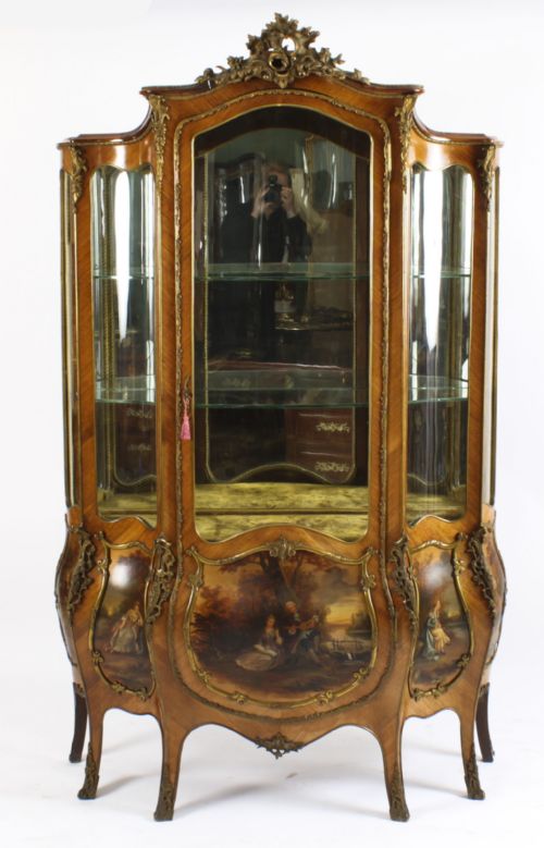 ANTIQUE LARGE VERNIS MARTIN BOMBE' DISPLAY CABINET 19TH C - ADDITIONAL PHOTO 2