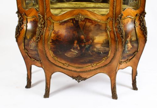 ANTIQUE LARGE VERNIS MARTIN BOMBE' DISPLAY CABINET 19TH C - ADDITIONAL PHOTO 7