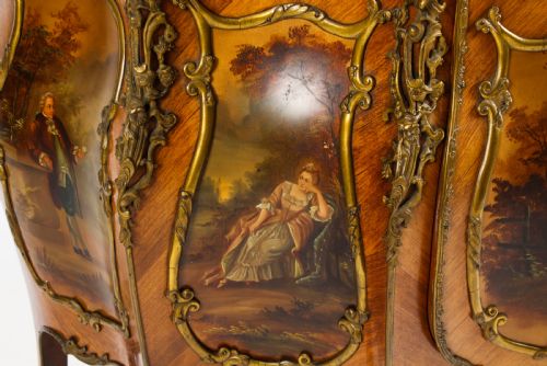 ANTIQUE LARGE VERNIS MARTIN BOMBE' DISPLAY CABINET 19TH C - ADDITIONAL PHOTO 12