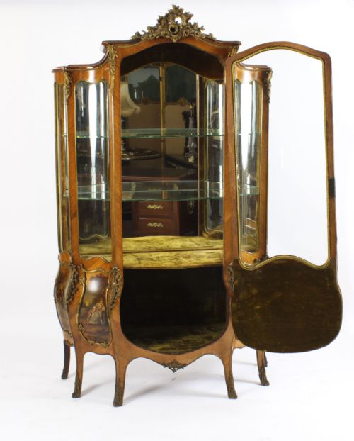 ANTIQUE LARGE VERNIS MARTIN BOMBE' DISPLAY CABINET 19TH C - ADDITIONAL PHOTO 17