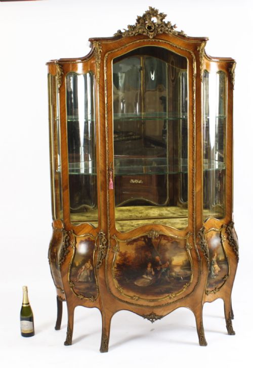 ANTIQUE LARGE VERNIS MARTIN BOMBE' DISPLAY CABINET 19TH C - ADDITIONAL PHOTO 27