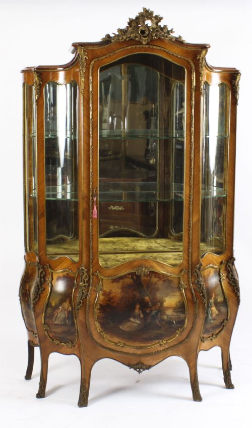 ANTIQUE LARGE VERNIS MARTIN BOMBE' DISPLAY CABINET 19TH C - ADDITIONAL PHOTO 28