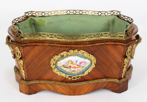 fig 1. Antique French Sevres Porcelain Ormolu Mounted Jardiniere 19th Century