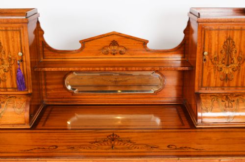 fig 4. Antique Edwardian Marquetry Inlaid Satinwood Writing Table Desk C1900