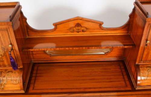 fig 6. Antique Edwardian Marquetry Inlaid Satinwood Writing Table Desk C1900