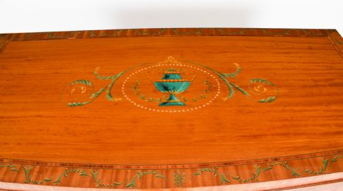 fig 6. Antique Edwardian Satinwood Hand-Painted Bowfront Side Cabinet 19th Century