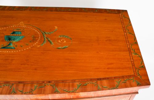 fig 9. Antique Edwardian Satinwood Hand-Painted Bowfront Side Cabinet 19th Century