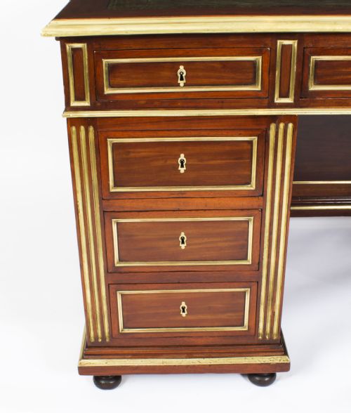 fig 6. Antique French Directoire Ormolu Mounted Pedestal Desk & Armchair 19th C
