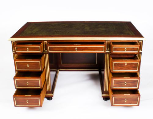 fig 7. Antique French Directoire Ormolu Mounted Pedestal Desk & Armchair 19th C

