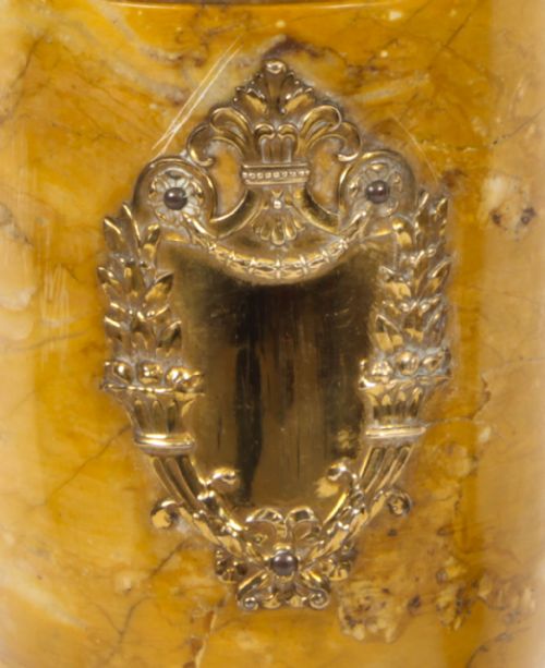 ANTIQUE PAIR FRENCH ORMOLU MOUNTED SIENA MARBLE TABLE LAMPS 19TH CENTURY - ADDITIONAL PHOTO 6