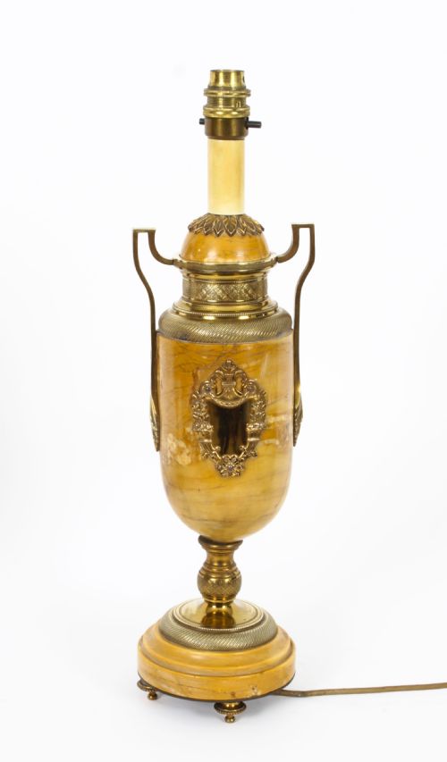 ANTIQUE PAIR FRENCH ORMOLU MOUNTED SIENA MARBLE TABLE LAMPS 19TH CENTURY - ADDITIONAL PHOTO 8