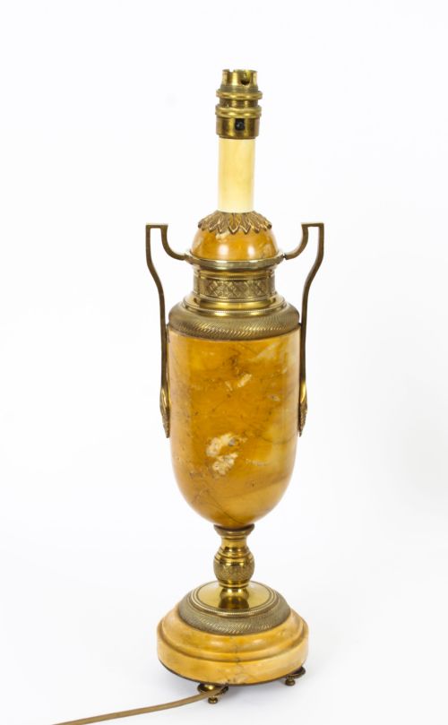 ANTIQUE PAIR FRENCH ORMOLU MOUNTED SIENA MARBLE TABLE LAMPS 19TH CENTURY - ADDITIONAL PHOTO 10