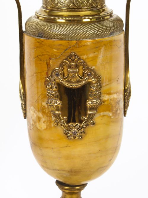 ANTIQUE PAIR FRENCH ORMOLU MOUNTED SIENA MARBLE TABLE LAMPS 19TH CENTURY - ADDITIONAL PHOTO 12