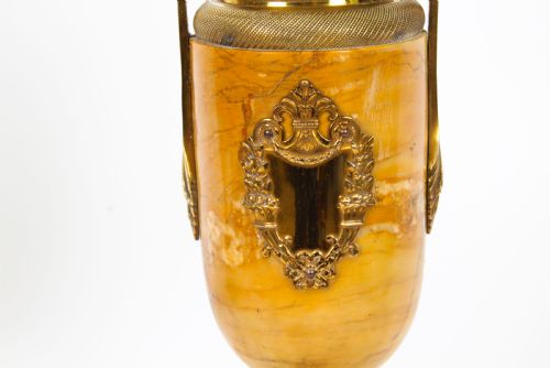 ANTIQUE PAIR FRENCH ORMOLU MOUNTED SIENA MARBLE TABLE LAMPS 19TH CENTURY - ADDITIONAL PHOTO 13