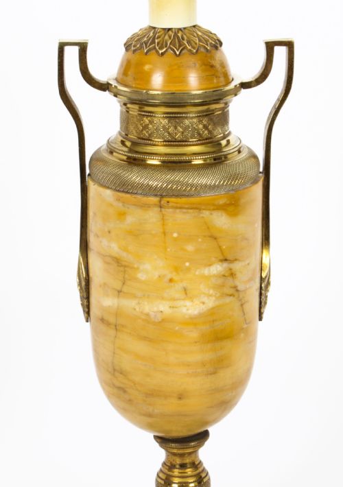 ANTIQUE PAIR FRENCH ORMOLU MOUNTED SIENA MARBLE TABLE LAMPS 19TH CENTURY - ADDITIONAL PHOTO 17
