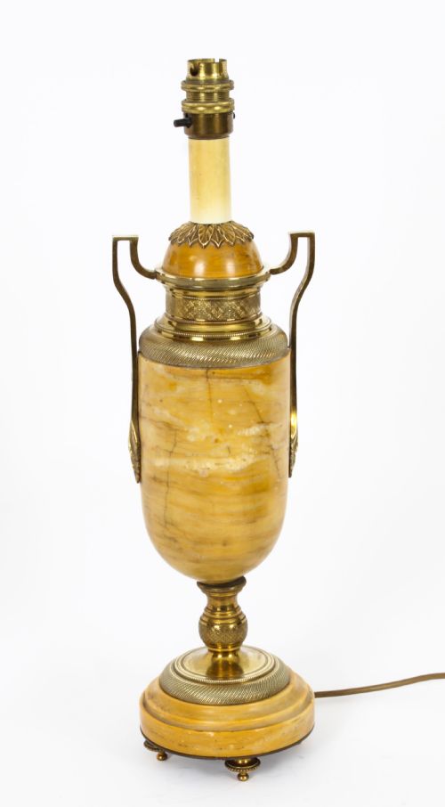 ANTIQUE PAIR FRENCH ORMOLU MOUNTED SIENA MARBLE TABLE LAMPS 19TH CENTURY - ADDITIONAL PHOTO 18