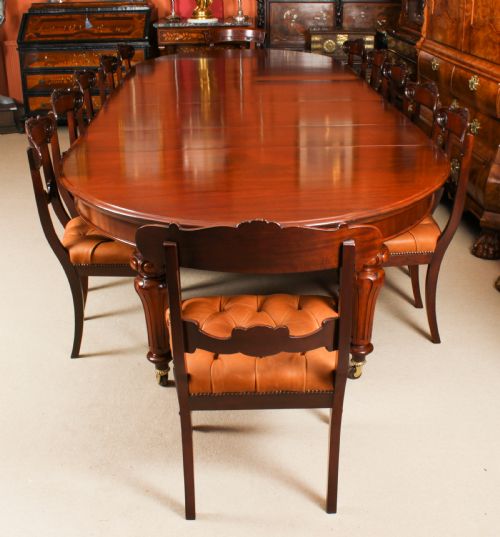 fig 4. Antique 13ft William IV Oval Flame Mahogany Extending Dining Table 19thC