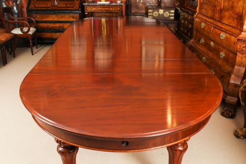 fig 6. Antique 13ft William IV Oval Flame Mahogany Extending Dining Table 19thC