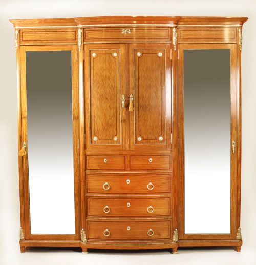 Antique French Satinwood & Ormolu Mounted Wardrobe C.1880 19th C
