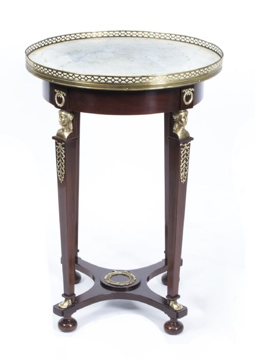 fig 1. Antique French Empire Marble & Ormolu Occasional Table c.1830