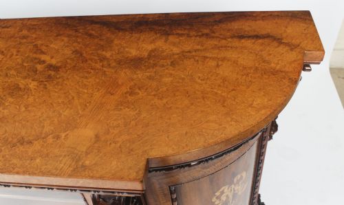 fig 3. Antique Victorian Burr Walnut & Floral Marquetry Credenza 19th C
