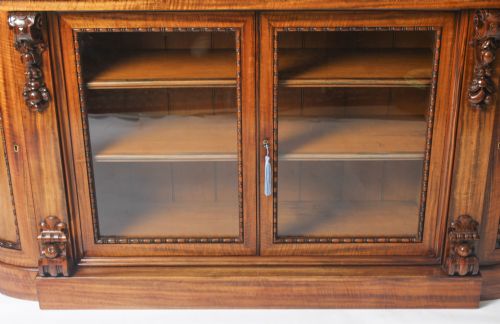 fig 5. Antique Victorian Burr Walnut & Floral Marquetry Credenza 19th C