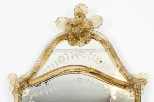 fig 1. Antique Shield Shaped Venetian Mirror 19th Century 69x37cm