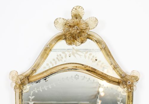 fig 3. Antique Shield Shaped Venetian Mirror 19th Century 69x37cm