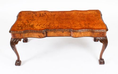 fig 1. Antique Burr Walnut Queen Anne Revival Coffee Table c.1920