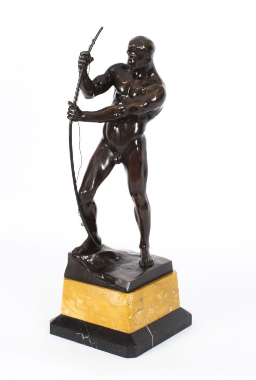 Antique 49cm Art Deco Bronze Archer Otto H Riese Circa 1900
