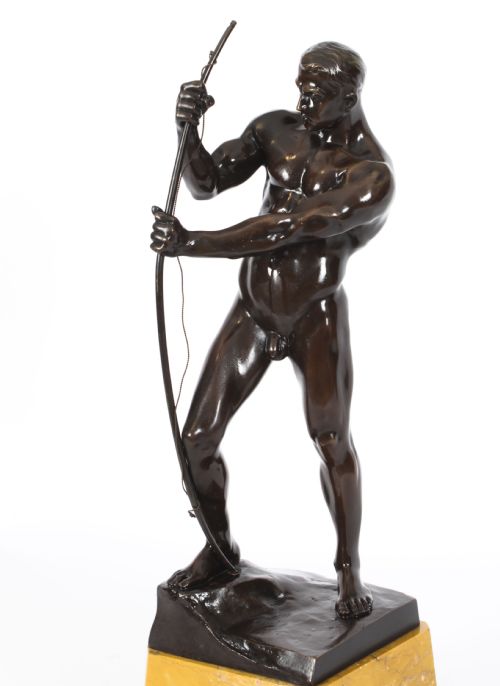 fig 1. Antique 49cm Art Deco Bronze Archer Otto H Riese Circa 1900