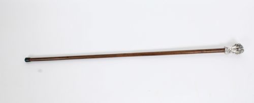 Antique Italian Cast 800 Silver Romanesque Walking Stick Cane 19th C
