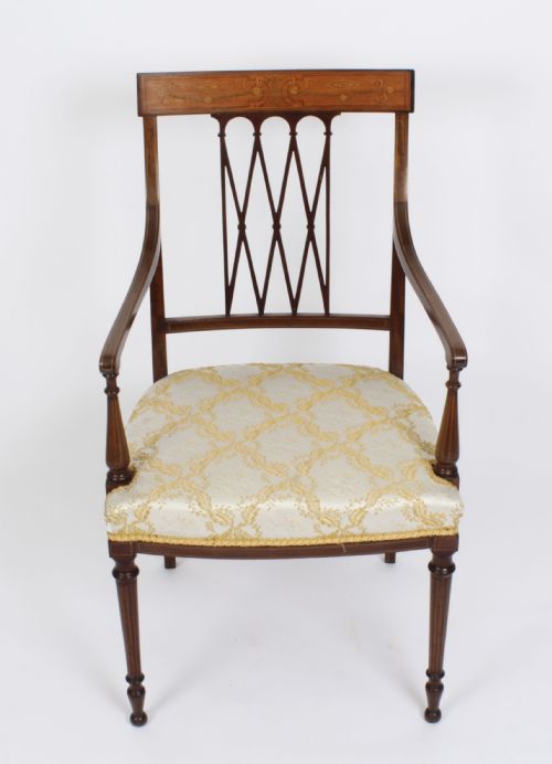 Antique Sheraton Revival Armchair by Maple & Co C1880 19th C
