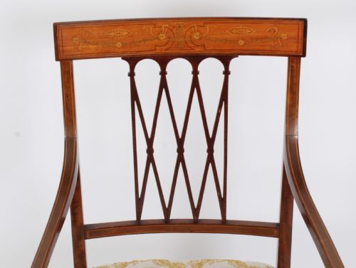 fig 2. Antique Sheraton Revival Armchair by Maple & Co C1880 19th C