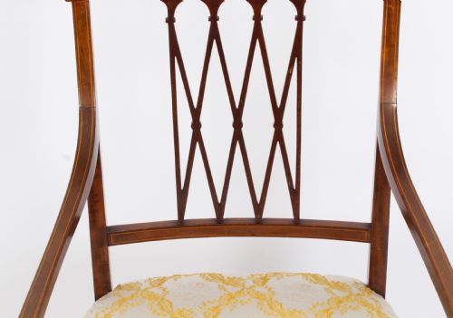 fig 3. Antique Sheraton Revival Armchair by Maple & Co C1880 19th C