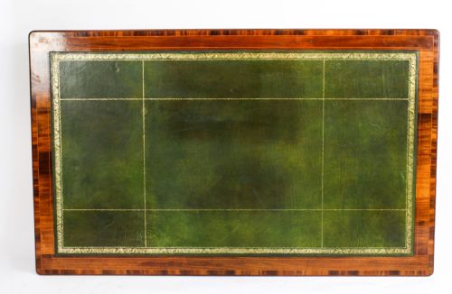 fig 3. Antique George III Marquetry Inlaid Partners Pedestal Desk 18th C