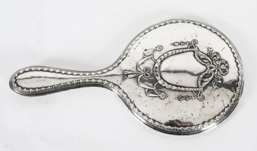 Antique Sterling Silver & Embossed Hand Mirror 1916

