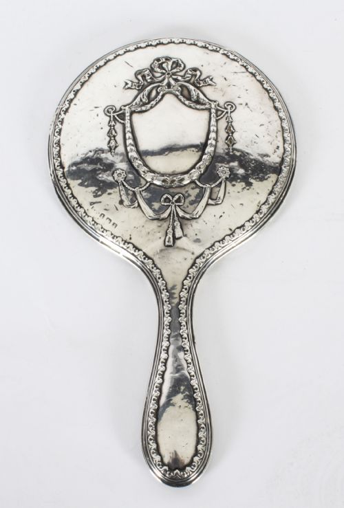 fig 2. Antique Sterling Silver & Embossed Hand Mirror 1916