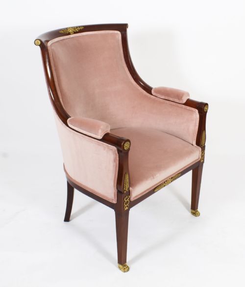 fig 1. Antique Pair French Empire Revival Ormolu Mounted Armchairs C1870 19th C
