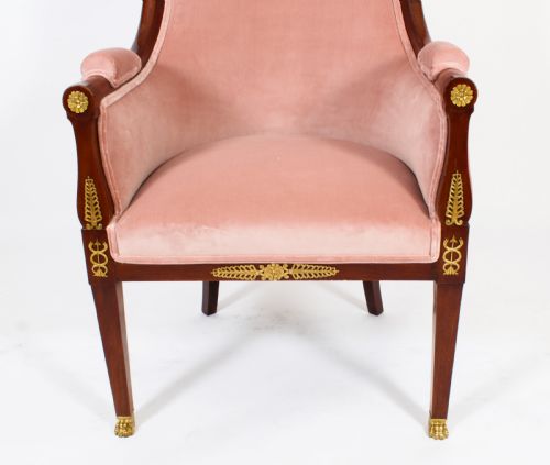 fig 7. Antique Pair French Empire Revival Ormolu Mounted Armchairs C1870 19th C