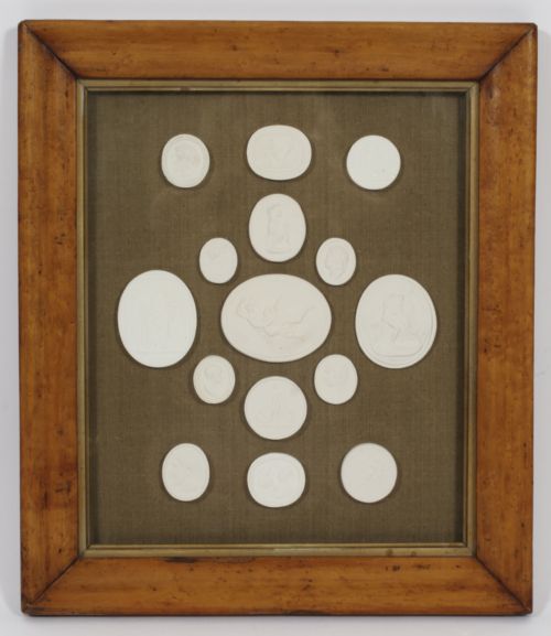 fig 1. Antique Pair of Framed Grand Tour Intaglios Early 19th Century