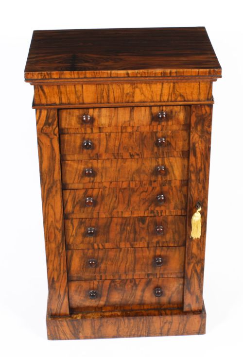 fig 1. Antique Victorian Collectors Cabinet Wellington Chest 19th Century