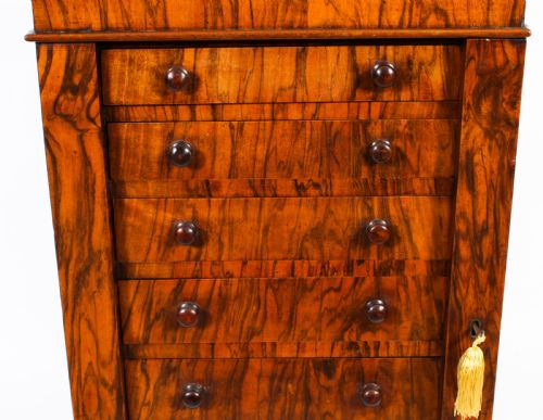 fig 6. Antique Victorian Collectors Cabinet Wellington Chest 19th Century