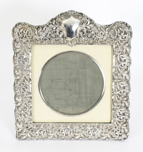 Antique Large Edwardian Sterling Silver Photo Frame Dated 1902 32x28cm
