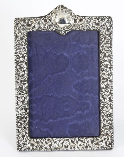 Antique Edwardian Sterling Silver Photo Frame Dated 1901 19x13cm
