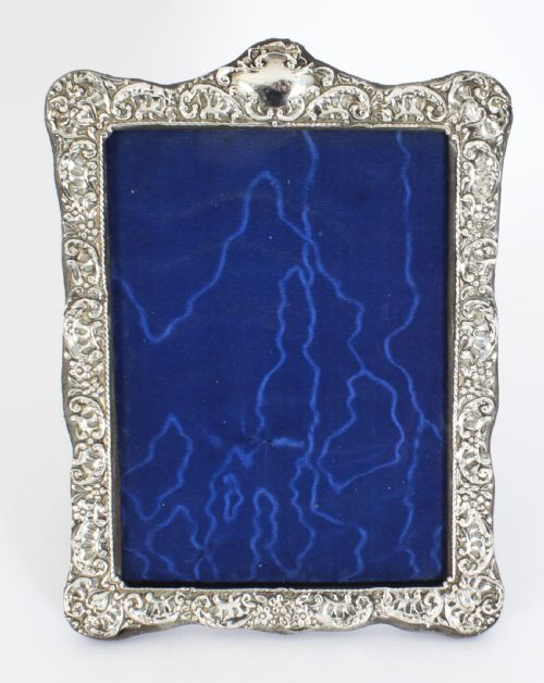 Antique Edwardian Sterling Silver Photo Frame Dated 1902 27x20cm
