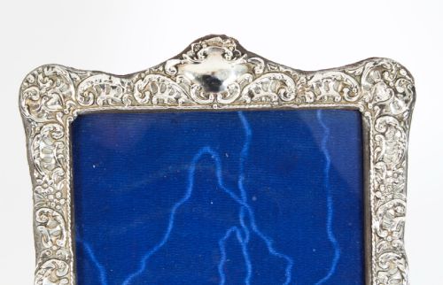 fig 2. Antique Edwardian Sterling Silver Photo Frame Dated 1902 27x20cm