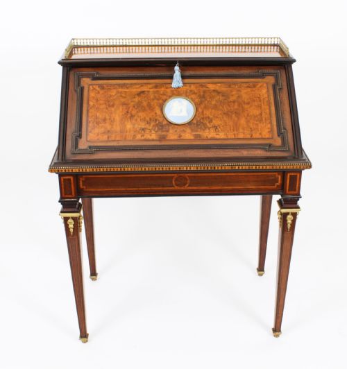 fig 1. Antique French Walnut & Parquetry Bureau de Dame Desk 19th C
